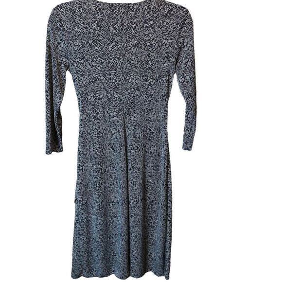 New York & Co Wm’s Sz Sm Black White Dot Design Side Buckle Faux Wrap Dress - Picture 4 of 5